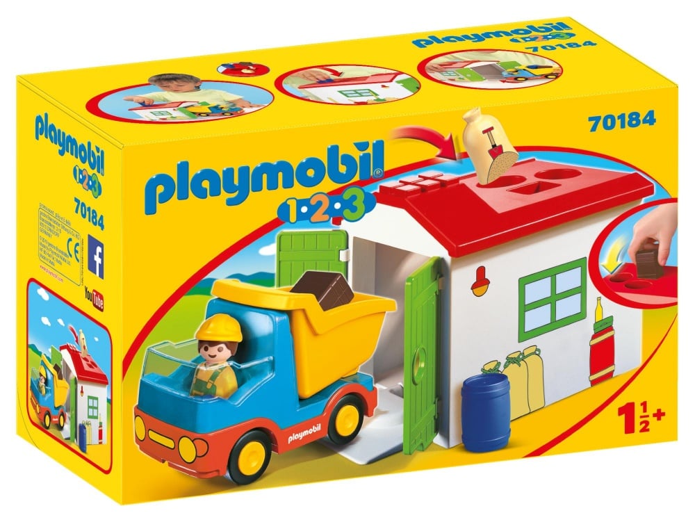 Ouvrier avec camion et garage - Playmobil PLAYMOBIL 1.2.3 - 70184