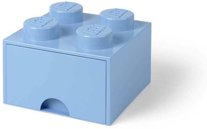 Brique de rangement empilable avec tiroir 4 plots LEGO® Bleu ciel