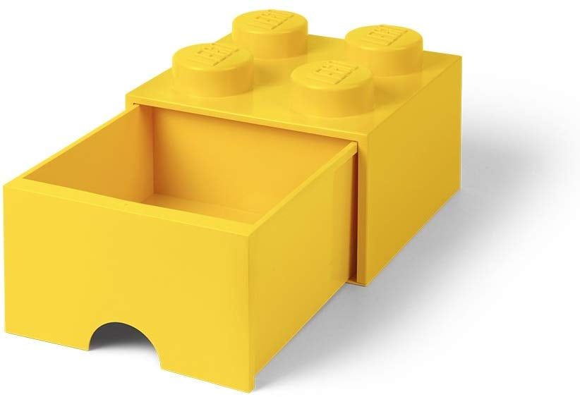 Brique de rangement empilable avec tiroir 4 plots LEGO® Jaune
