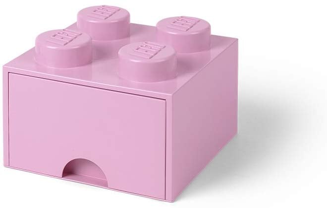 Brique de rangement empilable avec tiroir 4 plots LEGO® Rose