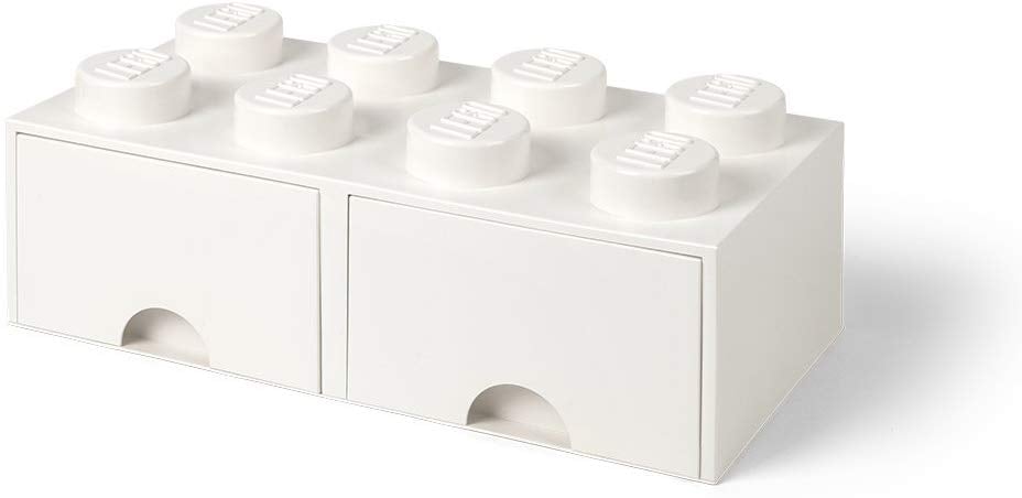 Brique de rangement empilable à 2  tiroirs 8 plots LEGO® Blanc