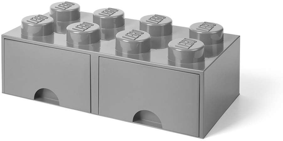 Brique de rangement empilable à 2  tiroirs 8 plots LEGO® Gris