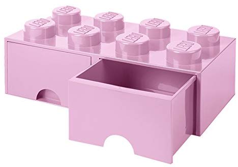 Brique de rangement empilable à 2  tiroirs 8 plots LEGO® Rose