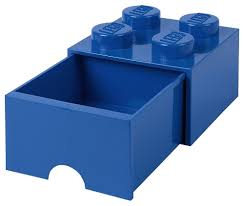 Brique de rangement empilable avec tiroir 4 plots LEGO® Bleu