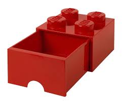 Brique de rangement empilable avec tiroir 4 plots LEGO® Rouge