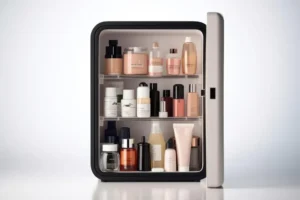 Un petit frigo rempli de cosmétiques