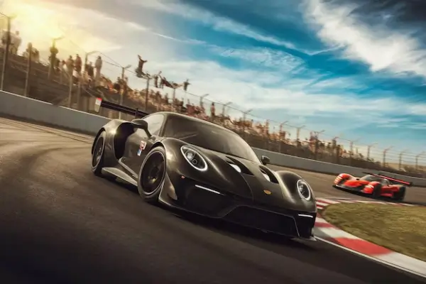 Deux voitures de course sur un circuit
