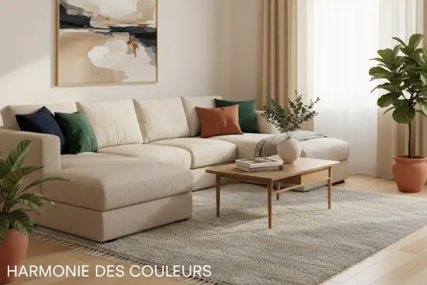 Un salon montrant l'importance de l'harmonie des couleurs