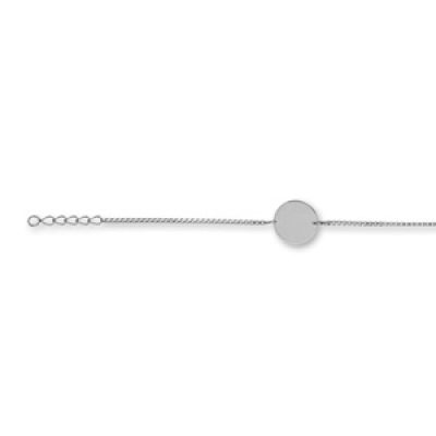Bracelet en argent chaîne maille vénitienne avec plaque ronde à graver au milieu - longueur 18cm réglable