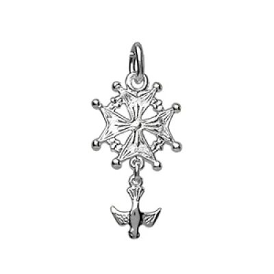Pendentif croix Huguenote en argent petit modèle