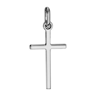 Pendentif croix en argent rhodié simple petit modèle