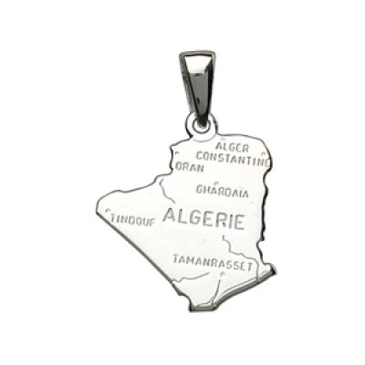 Pendentif en argent carte d'Algérie