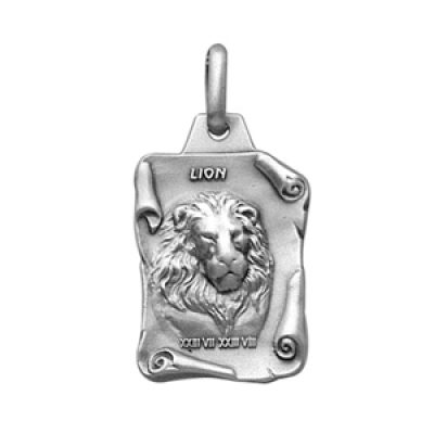 Pendentif en argent vieilli parchemin zodiaque Lion