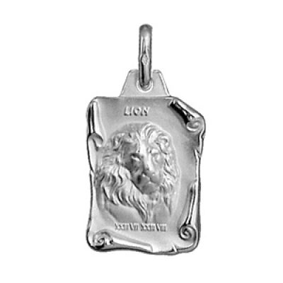 Pendentif en argent brillant parchemin zodiaque Lion