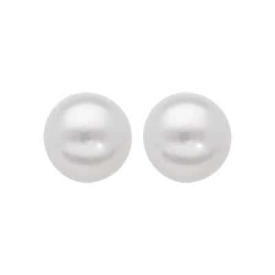 Boucles d'oreilles en Argent rhodié perle de culture d'eau douce 8mm et fermoir poussette