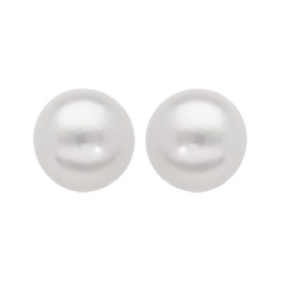 Boucles d'oreilles en Argent rhodié perle de culture d'eau douce 9mm et fermoir poussette