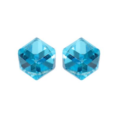 Boucles d'oreille en argent rhodié cube bleu et fermoir poussette
