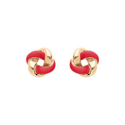 Boucles d'oreille en argent doré rosas dorée et rouge et fermoir poussette