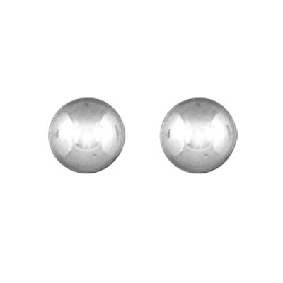 Boucles d'oreilles en argent rhodié boule de 10mm et fermoir poussette