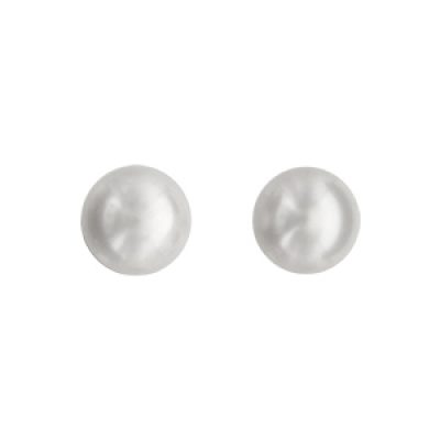 Boucles d'oreilles en Argent rhodié perle de culture d'eau douce 6mm et fermoir poussette