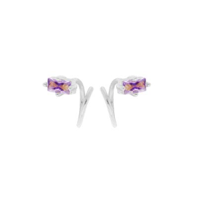 Boucles d'oreille en argent rhodié enroulée avec oxyde violet