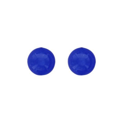Boucles d'oreilles en argent boule de 6mm couleur bleu foncé et fermoir poussette
