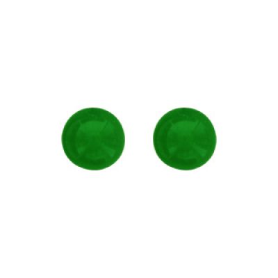 Boucles d'oreilles en argent boule de 6mm couleur verte et fermoir poussette