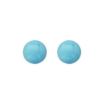 Boucles d'oreilles en argent boule de 6mm couleur bleu turquoise et fermoir poussette