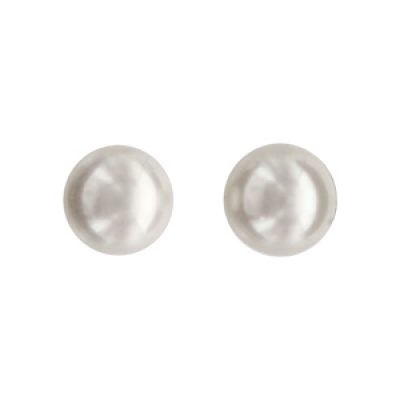 Boucles d'oreilles en Argent rhodié perle de culture d'eau douce 7mm et fermoir poussette