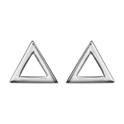 Boucles d'oreilles en argent rhodié triangle évidé et fermoir poussette