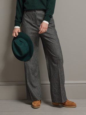 Pantalon extra large lainage chevron rayé femme Maud