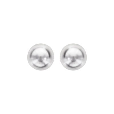Boucles d'oreilles en argent rhodié perle de synthèse blanche 8mm et fermoir poussette
