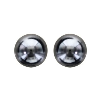 Boucles d'oreilles en argent avec perle de synthèse noire 10mm et fermoir poussette