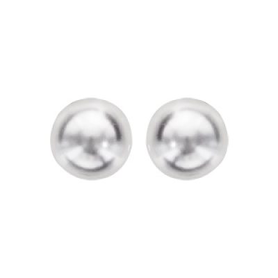 Boucles d'oreilles en argent avec perle de synthèse blanche 10mm et fermoir poussette
