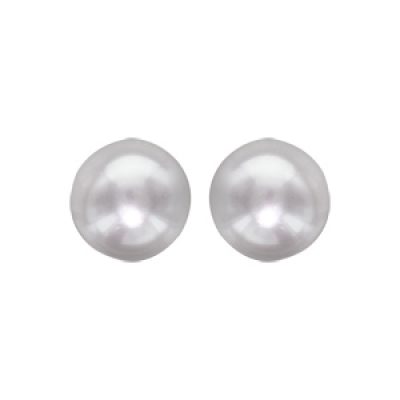 Boucles d'oreilles en Argent rhodié perle de culture d'eau douce 10mm et fermoir poussette