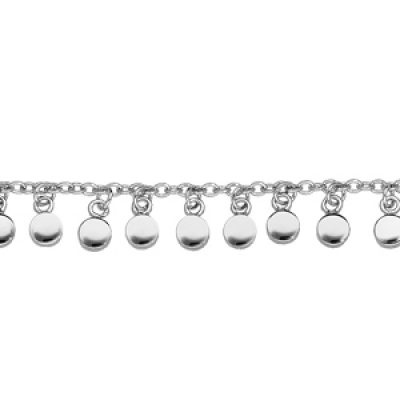 Bracelet en argent rhodié chaîne avec pampilles lisses longueur 16+3cm