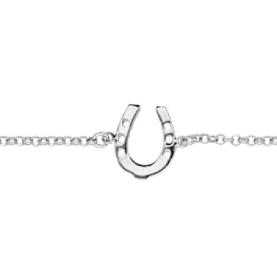 Bracelet en argent rhodié chaîne avec fer à cheval 16+3cm