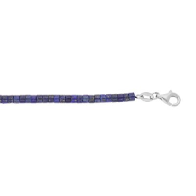 Bracelet en argent rhodié rondelles pierre Lapis Lazuli véritable 17+3cm