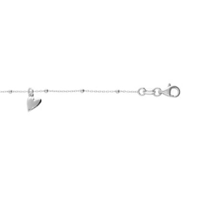 Bracelet en argent rhodié chaîne avec pampille coeurs 15+3cm