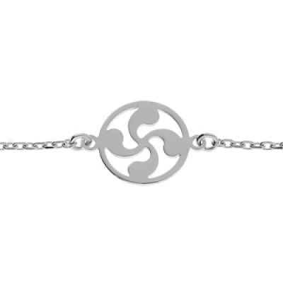 Bracelet en argent rhodié chaîne avec croix Basque 15+3cm