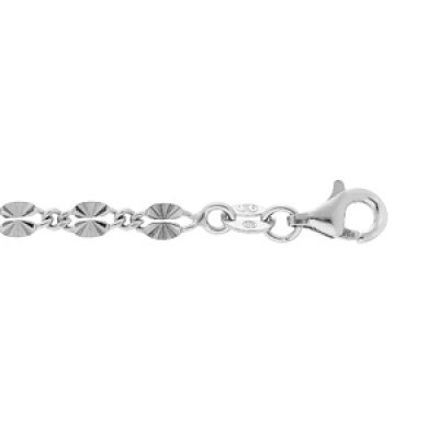 Bracelet en argent petits maillons ovales diamantés tournés en alternance - longueur 18cm
