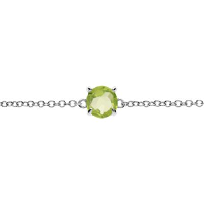 Bracelet en argent rhodié chaîne avec pierre véritable vert Péridot 6