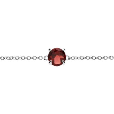 Bracelet en argent rhodié chaîne avec pierre véritable Grenat 6