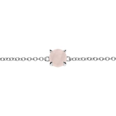 Bracelet en argent rhodié chaîne avec pierre véritable Quartz rose 6