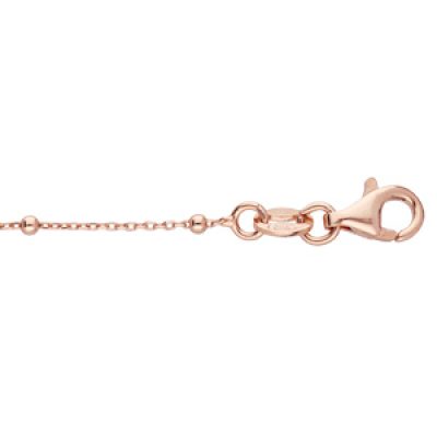 Bracelet en argent et dorure rose chaîne avec fines boules 15+3cm