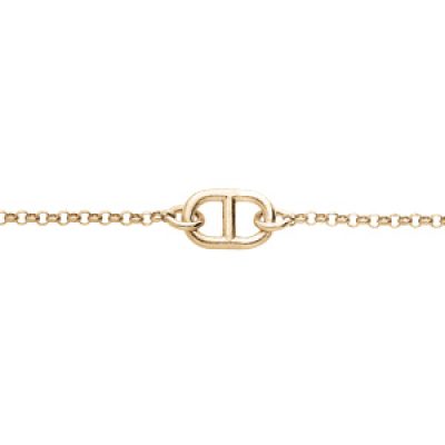 Bracelet en argent et dorure jaune chaîne avec maillon marine 16+3cm