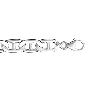 Bracelet en argent rhodié chaîne maille marine largeur 7mm et longueur 21cm
