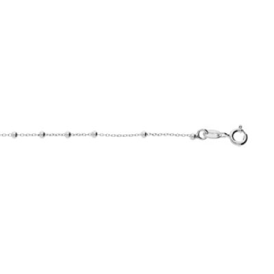 Bracelet en argent rhodié chaîne avec boules lisses 16+3cm
