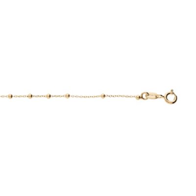 Bracelet en argent et dorure jaune chaîne avec boules lisses 16+3cm