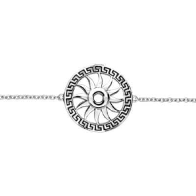 Bracelet en argent rhodié chaîne avec pastille soleil 16+3cm